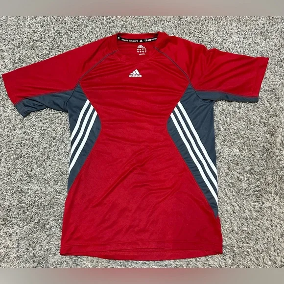 adidas Shirts Vintage Adidas Climalite Tshirt 3 Stripe Red Size Small Poshmark